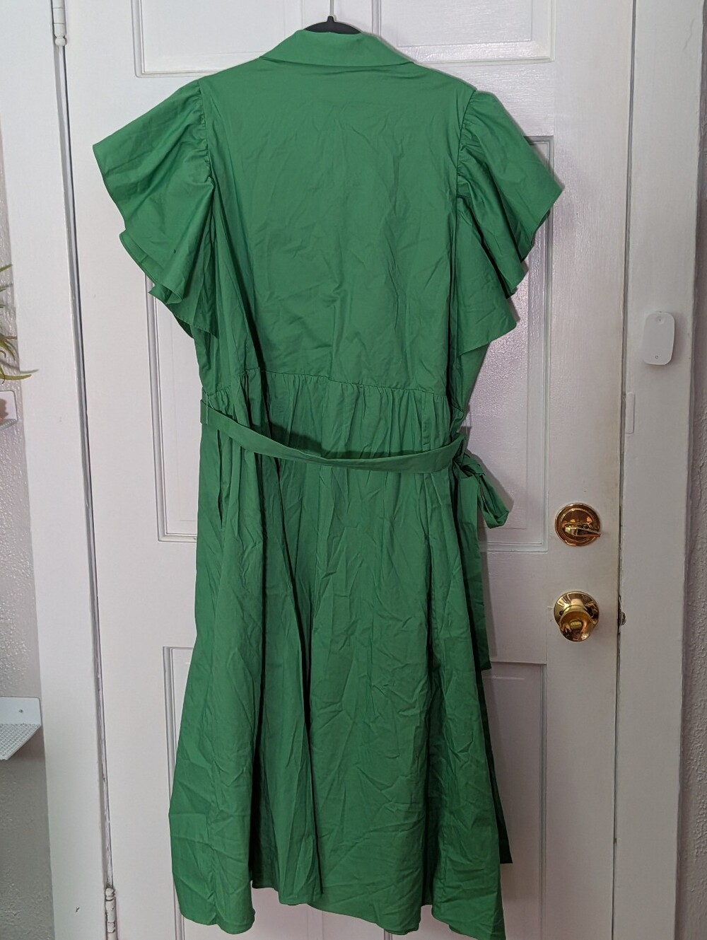 Jason Wu Woman Green Flutter Sleeve Midi Shirt Dress Belted 2X - Picture 7 of 8